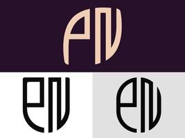 Creative Initial Letters PN Logo Designs Bundle. vector