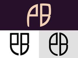 paquete de diseños de logotipo de letras iniciales creativas pb. vector