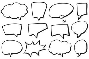 Hand drawn set of speech bubbles isolated . Doodle set element. Vector illustration.