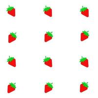 Vector Cute Cartoon Strawberry Pattern On Light white Background with left and right tilted position