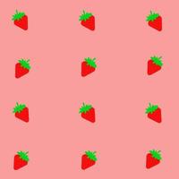 Vector Cute Cartoon Strawberry Pattern On Pink Background with left and right angled position