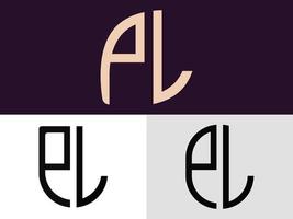 Creative Initial Letters PL Logo Designs Bundle. vector