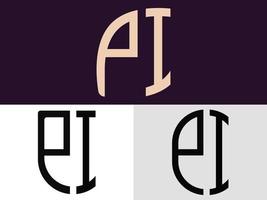 paquete de diseños de logotipo de letras iniciales creativas pi. vector