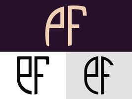 Creative Initial Letters PF Logo Designs Bundle. vector