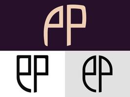 paquete de diseños de logotipo de pp de letras iniciales creativas. vector