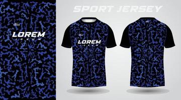 diseño de camiseta deportiva de camisa azul negra vector