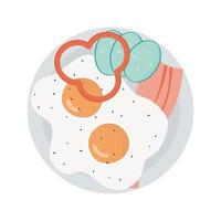 huevos fritos con tocino vector