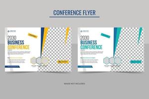 Horizontal corporate business conference flyer template design bundle. Conference banner and invitation banner design. Annual corporate business workshop vector