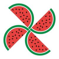 Pieces of watermelon arranged like fan blades. Background design with a cute and refreshing watermelon shape. Editable vector