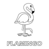 Coloring page flamingo, part of the animal coloring book. Coloring flamingos at the same time can be used for animal recognition vector