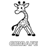 Coloring pages, part of the animal coloring book. Coloring the giraffe at the same time can be used for animal recognition vector
