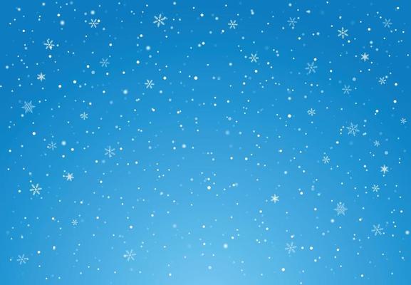 Vector illustration with Falling Snow down on blue sky background of the Merry Christmas and Happy New Year
