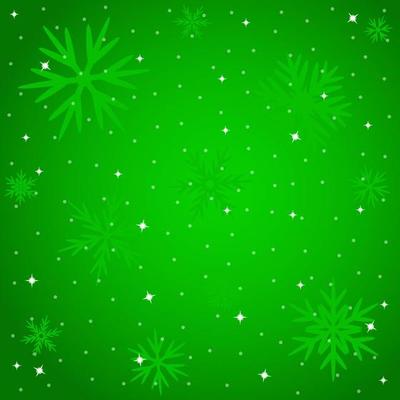 Christmas green background with snowflakes.