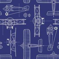 Hand drawn vintage airplane blueprint. Seamless pattern. Perfect for textile, wallpaper or print design. vector