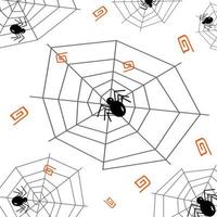 Halloween pattern with spiders, cobwebs and orange design elements. Abstract background texture. vector