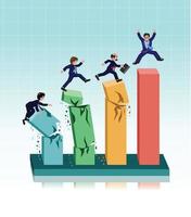 Businessman running on broken graph vector