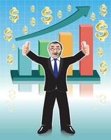 Successful Businessman and graph background vector