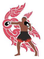 Action of Thai boxer and thai art background vector