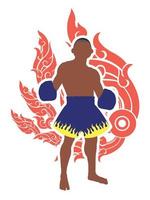 Thai boxer and thai art background vector