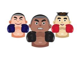 tres iconos de boxeador vector