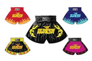 Five thai boxer shorts vector