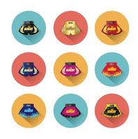 Circle icon for thai boxing shorts icons set with long shadow vector