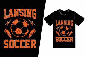 diseño de fútbol de fútbol de lansing. vector de diseño de camiseta de fútbol. para la impresión de camisetas y otros usos.