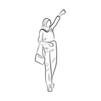 estilo de arte de línea de pose de mujer vector