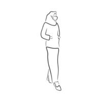 Woman pose line art style vector