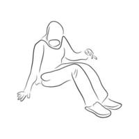 Woman pose line art style vector