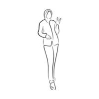 Woman pose line art style vector