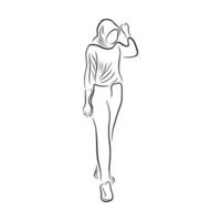 estilo de arte de línea de pose de mujer vector