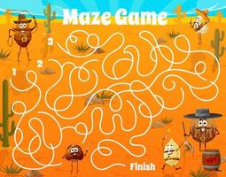 Labyrinth maze game with nut sheriff, cowboys vector