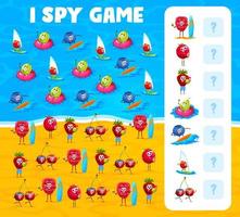 I spy game cartoon berries on summer vacation vector