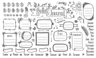 Bullet journal, doodle diary calendar elements vector