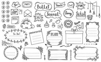 doodle bullet journal, marcos de cuaderno de diario vector