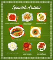 Spanish cuisine restaurant menu vector template