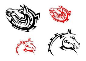 Tribal mascots with red and black horses vector