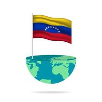 asta de la bandera de venezuela en el mundo. bandera ondeando en todo el mundo. fácil edición y vector en grupos. Ilustración de vector de bandera nacional sobre fondo blanco.