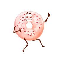 Cartoon funny donut dessert character, dessert vector