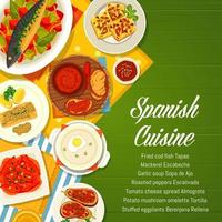 Spanish cuisine menu cover design vector template