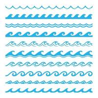 Sea and ocean wave water frames borders vector