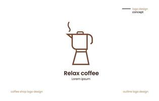 diseño de logotipo o también se puede utilizar para diseños de ilustraciones de cafeterías. diseño de logotipo con moka pot como símbolo vector