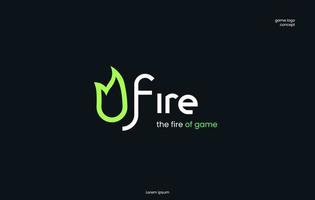 concept logo for gaming platform on black background .cool logo with green fire ilustration on black background. simple logo easy to use and modify vector