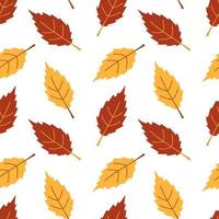 Vector seamelss autumn pattern with red and yellow leaves. Cute aumumn leaves. Fall background.
