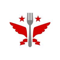 illustration of a fork with a wings. good for restaurant logo or any business related to food. vector