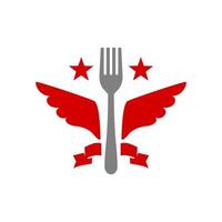 illustration of a fork with a wings. good for restaurant logo or any business related to food. vector