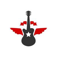 ilustración de una guitarra con alas. Bueno para tienda de música o cualquier negocio relacionado con la música. vector