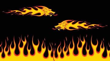 ilustración vectorial del diseño de pegatinas de dragón de llamas de fuego. vector