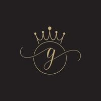 Letter g initial crown logo design vector